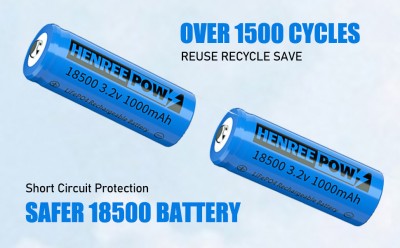 Henreepow 18500 επαναφορτιζόμενη μπαταρία, 3.2V LifePo4 Lithium Φωσφορικό μπαταρία 1000mAh για υπαίθ